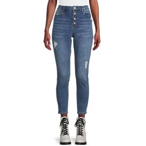 NWT Madden NYC Junior's Rhinestone Button Skinny Jeans